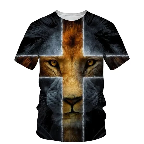 Croix jésus Style chrétien impression 3D mode décontracté hommes et femmes quotidien ample confortable grande taille col rond manches courtes T-shirt – Image 6