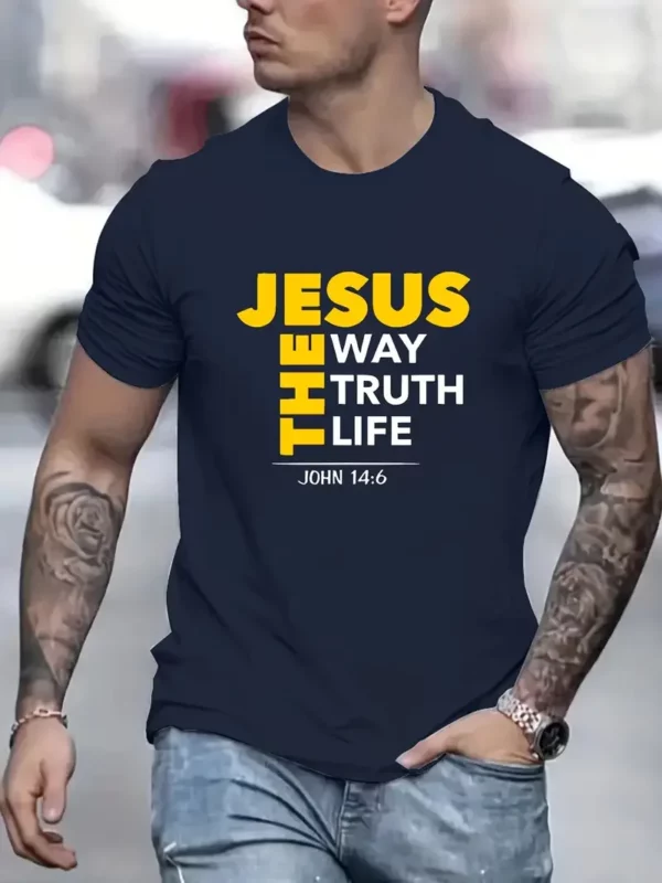 T-shirt imprimé Jésus, t-shirts pour hommes, T-shirt décontracté à manches courtes pour l'été décontracté pour un confort toutes saisons et un entretien facile – Image 2