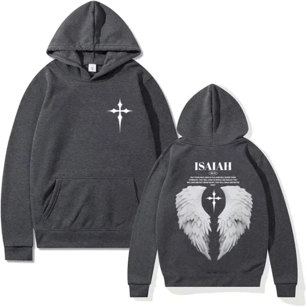 Sweats à capuche unisexes Aile de Jésus, verset de la Bible, Répulsif, PVD, Gothique, Décontracté, Sourire, Streetwear, ChimHarajuku, Chrétien, Esthétique – Image 6