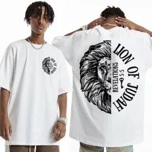 Lion de Juda T-shirt catholique Jésus vous aime T-shirt Esthétique Vêtements chrétiens T-shirt Hommes Femmes Mode d'été T-shirts occasionnels