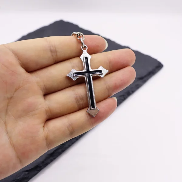 1 pièces classique croix porte-clés porte-clés voiture porte-clés pendentif mode sac bijoux – Image 3