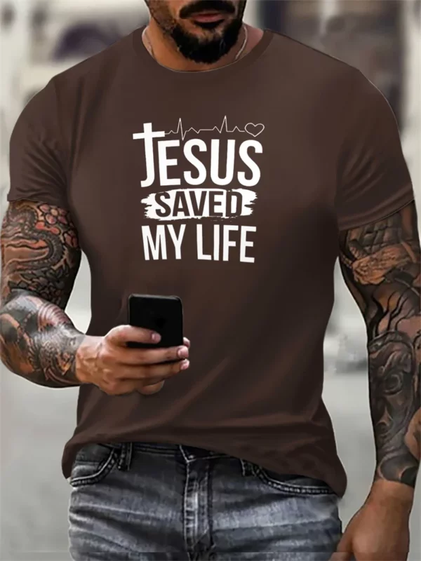 Jésus lettres anglaises 3d imprimé hommes mode tendance T-Shirts 6XL grande taille à manches courtes rue décontracté hauts t-shirt d'été – Image 5