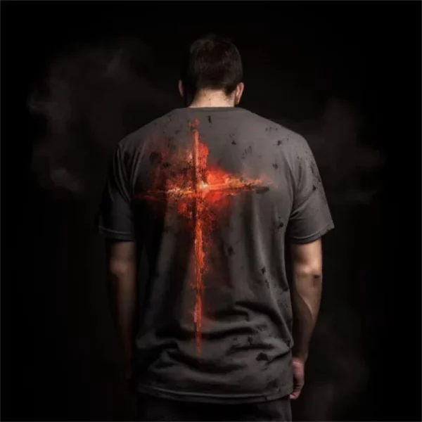 T-Shirt Vintage à Manches Courtes pour Homme, Vêtement Streetwear avec Impression 3D de Dieu, Religieux, Christ, Jésus, Croix, Été – Image 11