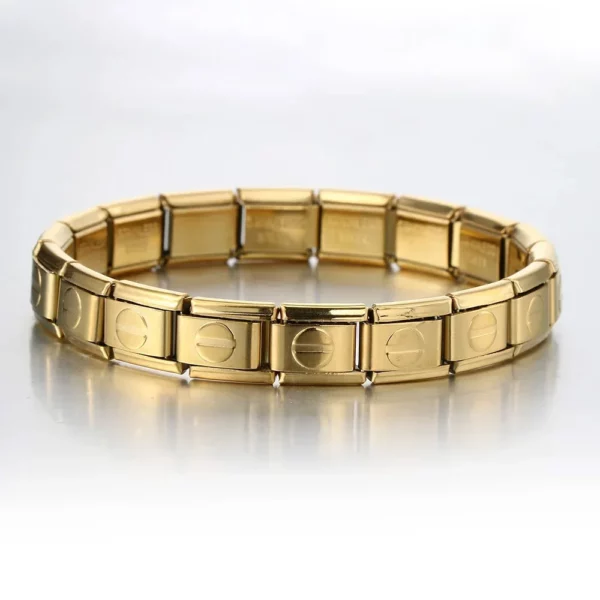 Coeur croix papillon italien breloque lien en acier inoxydable doré Bracelets bricolage faisant 9mm perles rétro Bracelet bijoux en gros – Image 58