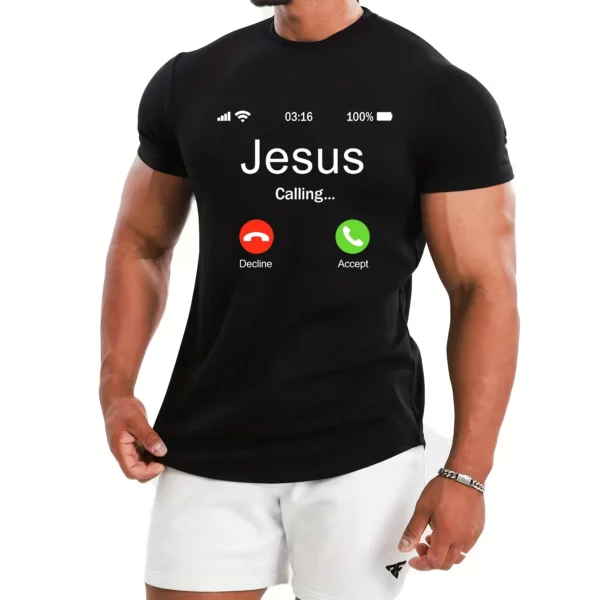 T-shirt imprimé motif appel de Jésus pour hommes, t-shirt graphique confortable, vêtements de plein air d'été, offre spéciale