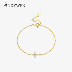 ANDYWEN-Pendentif croix en argent regardé 925 pour femme, CZ, Zfolds on Bracelet, JO2024 Classical, New fraîchement Fine Gift Jewelry