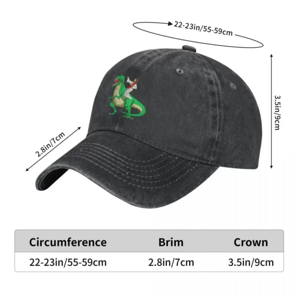 Casquette de Baseball pour Homme et Femme, Parodie de Dinosaure d'Équitation, Vorannosaure Rex TRex, Casquette à Visière, Chapeau d'Ombre de Soleil de Jésus – Image 4