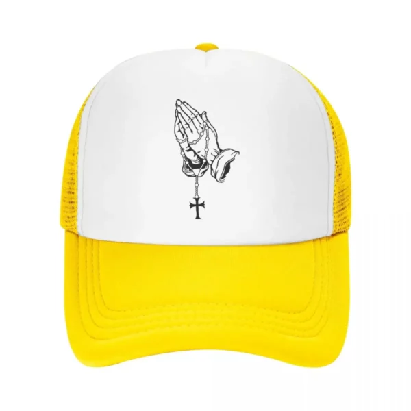 Casquette de camionneur réglable pour adultes, chapeaux Snapback Hip Hop, Jésus, Marie, Dieu chrétien, Foi, Mains en prière, Baseball – Image 14