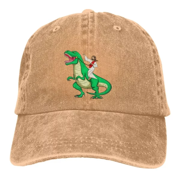 Casquette de Baseball pour Homme et Femme, Parodie de Dinosaure d'Équitation, Vorannosaure Rex TRex, Casquette à Visière, Chapeau d'Ombre de Soleil de Jésus – Image 7