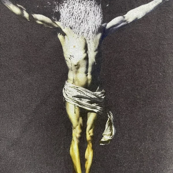 Toutes les saisons meilleure qualité coton Vintage lavé noir endommagé t-shirt hommes femmes jésus imprimé Saint à manches longues t-shirts hauts – Image 27