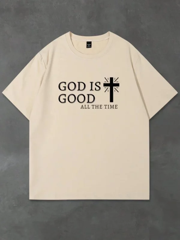 T-shirt à manches courtes imprimé religieux pour hommes, haut croisé, mode de rue décontractée, été, 03 – Image 11