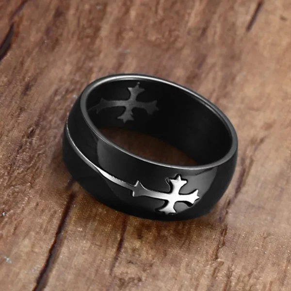 Bague de Couple gothique en acier inoxydable, anneau détachable personnalisé avec croix de jésus, bijoux Punk de luxe personnalisés, cadeau de mariage – Image 4