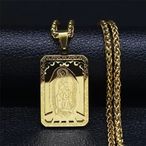 Collier avec pendentif en acier inoxydable, médaille catholique de la vierge marie, notre-dame de Guadalupe, pour femmes et hommes, couleur or, chaîne masculine, bijoux