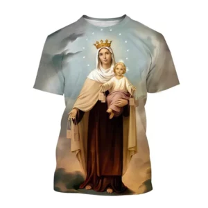 Vente chaude Vierge Marie 3D imprimé T-shirt Personnalité Christianisme Mère De Dieu Sainte Enfant T-shirts Décontracté à manches courtes T-shirt