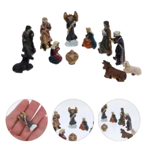 Figurines de naissance de jésus en résine, ornement religieux, décoration de maison, scène de la nativité, décor artisanal, chambre à coucher, bureau, Sculpture miniature
