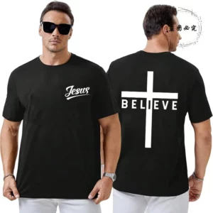 Croyez la croix jésus graphique créatif hommes T-shirts mode été esthétique T-shirts décontracté à manches courtes t-shirt hauts chrétiens