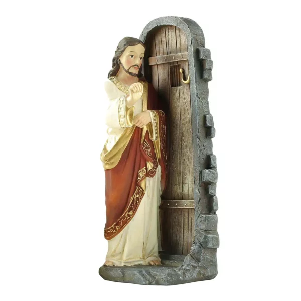 Figurine de Noël de Jésus frappant à la porte, collection faite à la main, matériau en résine pour la décoration britannique légère, 13cm – Image 2
