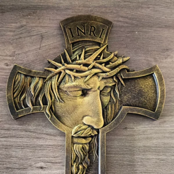 Croix murale en résine exquise, Crucifix chrétien 3D fabriqué à la main, décoration de maison, cadeau religieux pour hommes, ornement de noël et d'église – Image 14