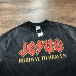 JESUS HIGHWAY TO HEAVEN SAINT MICHAEL T-shirt Hommes Femmes 1:1 Streetwear Noir Lavé T-shirt Top T-shirts