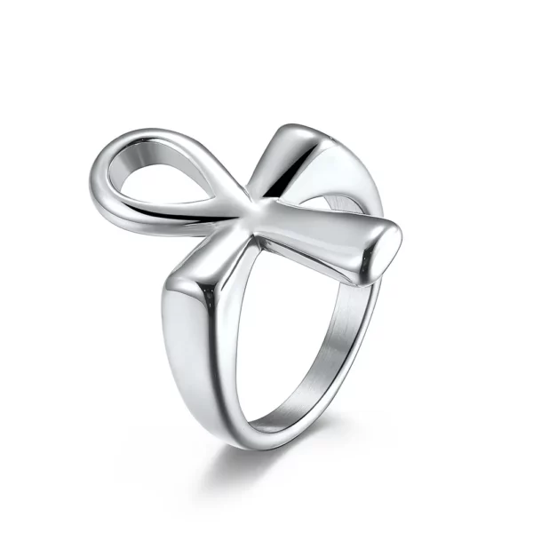 Bague croix en acier inoxydable pour homme, commerce électronique transfrontalier, prairie, égyptien, anneau Ankh, plaqué or 18 carats, bijoux à la main, approvisionnement – Image 7