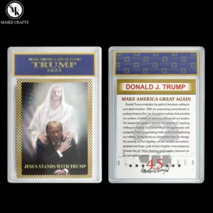 Carte de note en papier Donald Trump 2024, président américain, supports de jésus avec Trump Make America Great Again, cadeau de Collection de cartes à collectionner