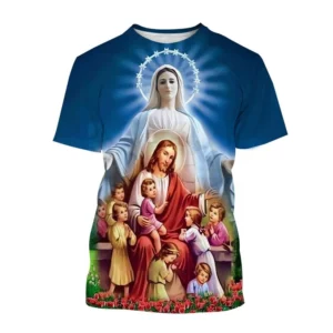 Offre spéciale mère de dieu chrétienne vierge marie impression 3D T-Shirt jésus croix dieu croix jésus aime tout chrétien unisexe haut décontracté