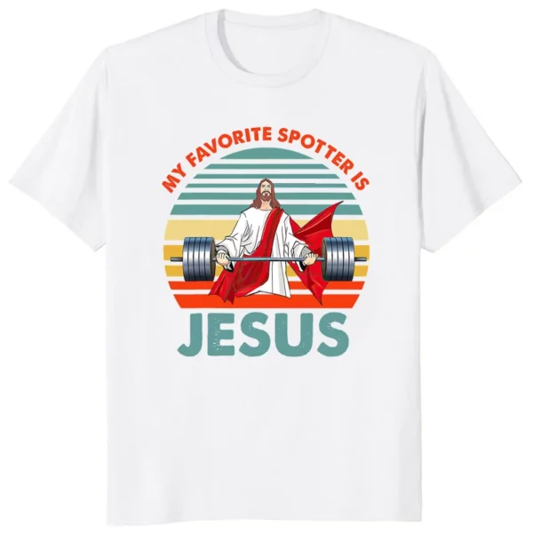Rétro Vintage jésus Christ gymnase t-shirts hommes pur foi chrétienne t-shirt haut à manches courtes drôle imprimé graphique t-shirt cadeau – Image 4
