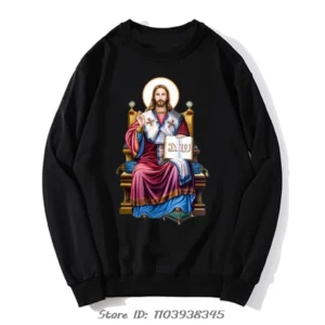 Jésus Christ Pantocrator icône Sinai orthodoxe sweat à capuche surdimensionné graphique chrétien sweat couverture en coton Streetwear hommes vêtements