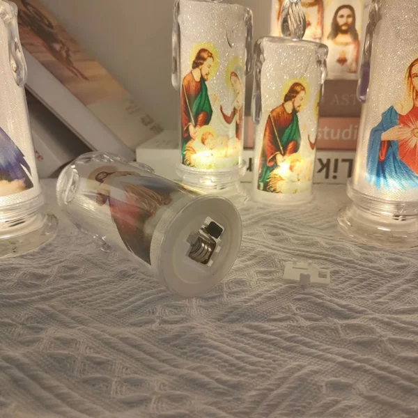 Jésus Catholique Chrétien Cérémonie Religieuse Vierge Électronique Sans Flamme LED, Prière Dévotionnelle ci-après les Lumière Décoration Religieuse – Image 3