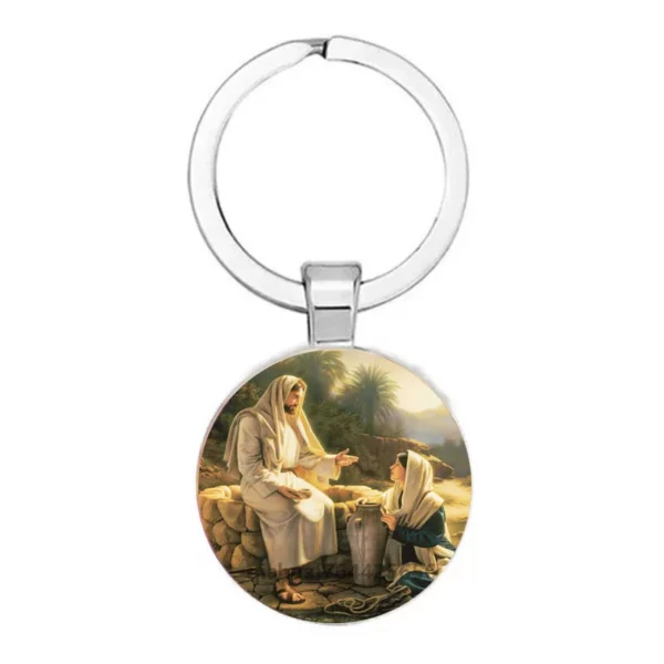 Hot! Porte-clés fille du cœur sacré de jésus, bijoux de marque de luxe, Cabochon en verre, ailes d'ange, vente en gros – Image 10