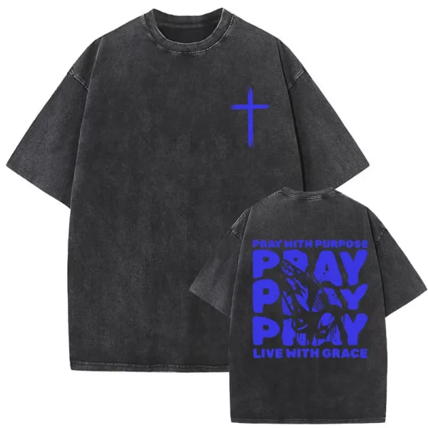 Série religieuse chrétienne jésus Vintage lavé T-shirt hommes femmes gothique Rock surdimensionné à manches courtes t-shirts Hip Hop Streetwear – Image 17