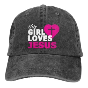 Casquette de Baseball pour femmes et hommes, cette fille adore jésus, chapeau noir rétro Vintage réglable en coton unisexe pour le Sport en plein air