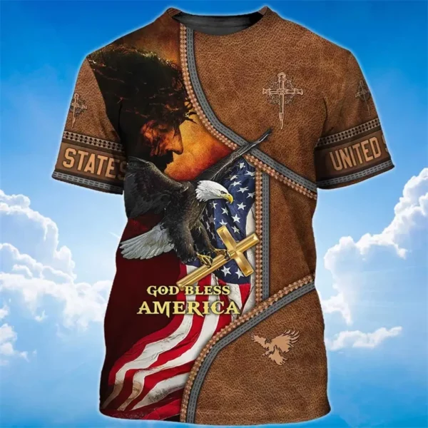 Mode 3D jésus croix impression t-shirt pour hommes christianisme dieu graphique surdimensionné T-shirts quotidien décontracté col rond à manches courtes hauts – Image 7