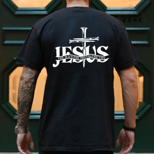 Mode graphique hauts cadeau pour chrétien jésus Streetwear hommes T-Shirt jésus Christ dos impression T-Shirt surdimensionné Y2k vêtements – Image 8
