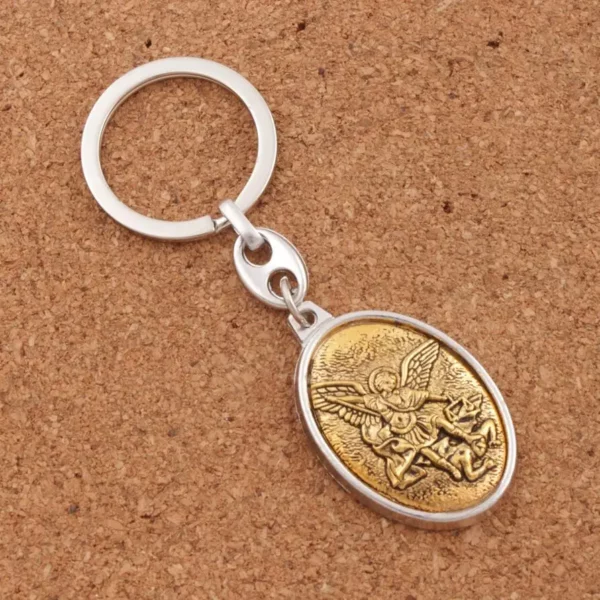 Porte-clés Saint Saint Michael, mousqueton inspirant, médaille, Protection pour voyageurs, Durable, Protection croisée démon, K1746, 1 pièce – Image 8