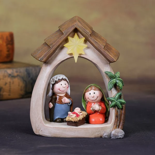 Figurines de la nativité de noël avec résine légère, 12 pièces, naissance de la sainte famille de jésus pour la table de noël, étagère d'église, chapelle – Image 5