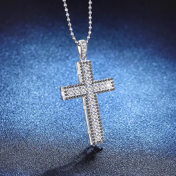 Serenity – collier croix Moissanite couleur D, 2mm, pour femmes et hommes, en argent Sterling S925, pendentif jésus scintillant, chaîne de cou, anniversaire – Image 4