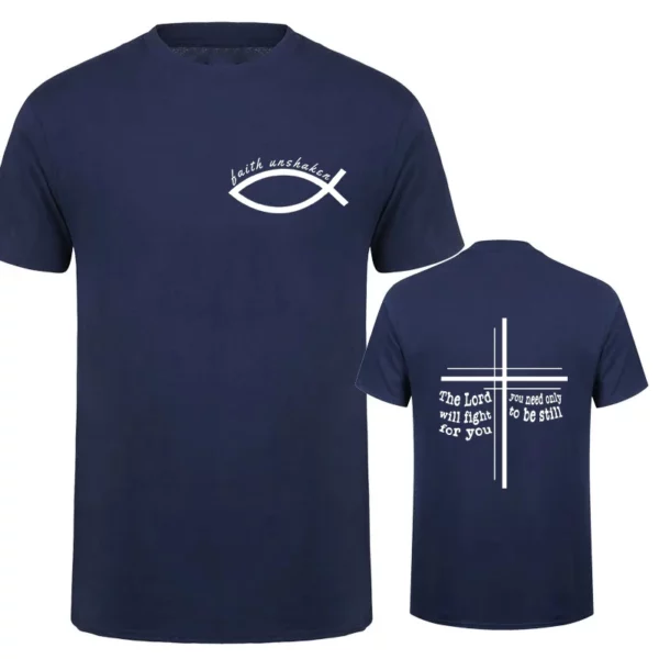 Faith Unshaken T-Shirt pour hommes, chemises à manches courtes, t-shirts graphiques de Jésus chrétien, vêtements respirants pour hommes, Y2k, Y-Harajuku Ulzzang – Image 2