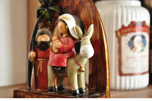Christ Be With Me Country Retro Matkey Riding Cranger Group Ornements de scène de la naissance du Christ, Cadeaux de Noël, Décorations de Noël – Image 4