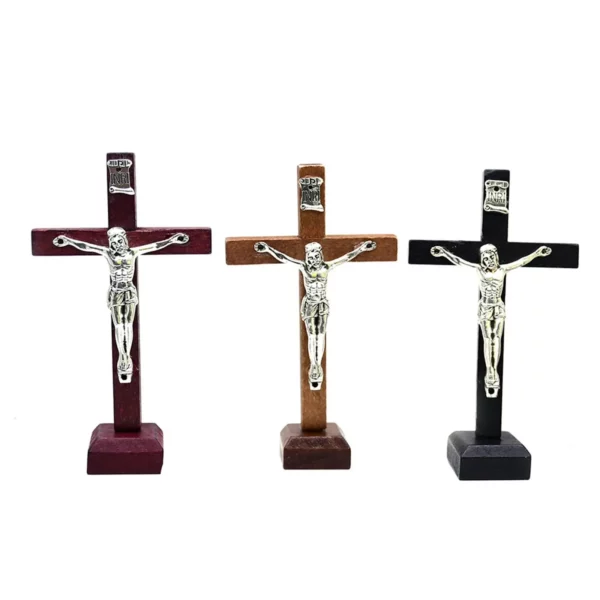 Décor de table Crucifix, croix en bois de 4 pouces, Statue de jésus pour cadeaux de décoration – Image 5