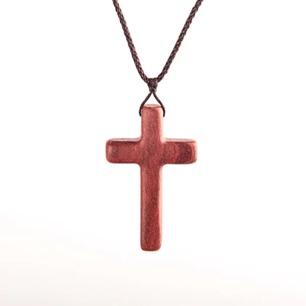 Collier religieux en bois d'ébène naturel, pendentif en bois de santal, croix en bois noir et brun, nouveau Design, cadeau – Image 16