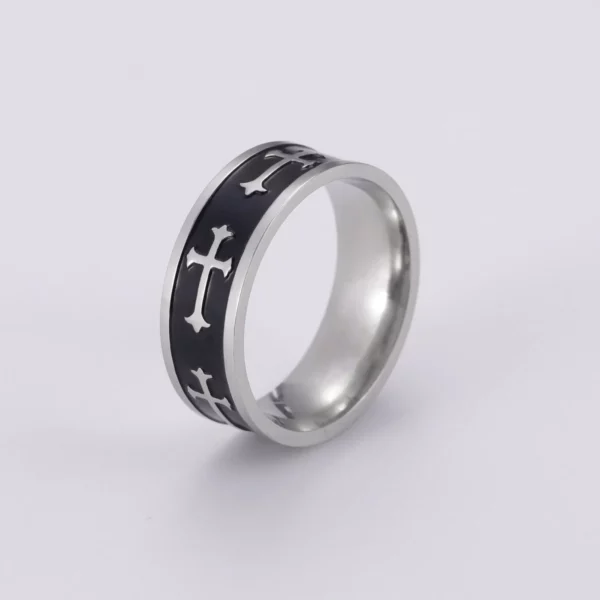 HIPEE-Bague de couple en acier inoxydable pour homme, personnalisée, hip hop, croix, fiançailles, cadeau de mariage, bijoux fantaisie, tendance – Image 11