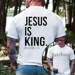 T-shirt T-shirts pour hommes jésus est roi imprimé mode décontracté à manches courtes T-shirt pour l'été T-shirts décontractés foi chrétienne T-shirts