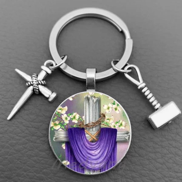 J'aime Jésus porte-clés en verre, porte-clés de bénédiction croisée, porte-clés de voiture, bijoux religieux, mode foi chrétienne, 2024 – Image 12