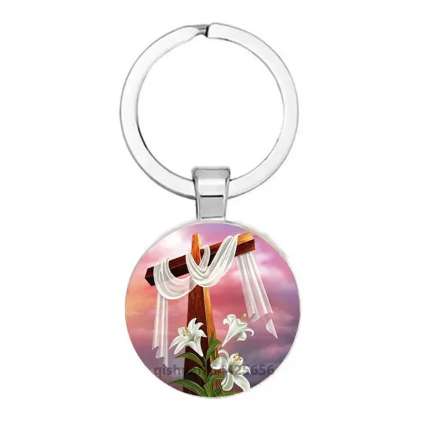 Hot! Porte-clés fille du cœur sacré de jésus, bijoux de marque de luxe, Cabochon en verre, ailes d'ange, vente en gros – Image 11