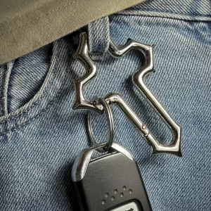 Y2K – mousqueton croisé, porte-clés, Crucifix religieux, fermoir Grunge, Clip, cadeau EDC, papa, petit ami, hommes, Camping, randonnée, grimpeur en plein air