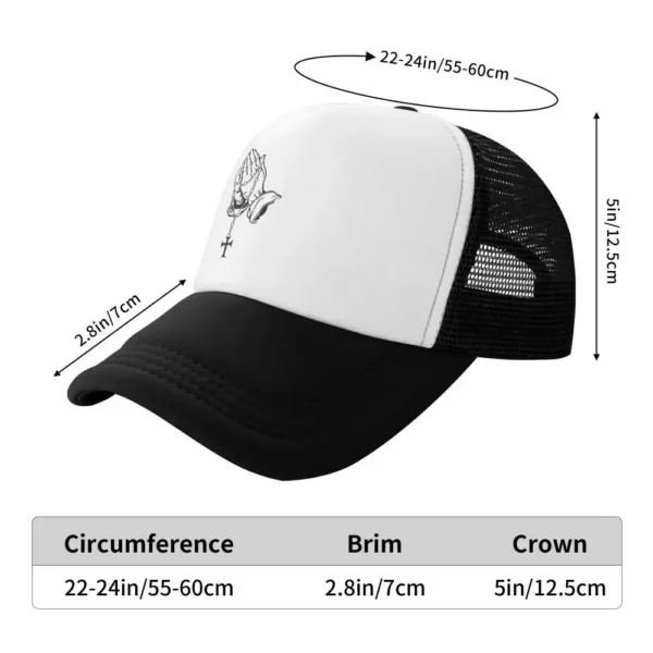 Casquette de camionneur réglable pour adultes, chapeaux Snapback Hip Hop, Jésus, Marie, Dieu chrétien, Foi, Mains en prière, Baseball – Image 21