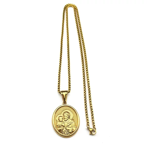 Saint Joseph religieux chrétien jésus médaille collier pour femmes hommes en acier inoxydable couleur or colliers cadeau amulette bijoux – Image 7