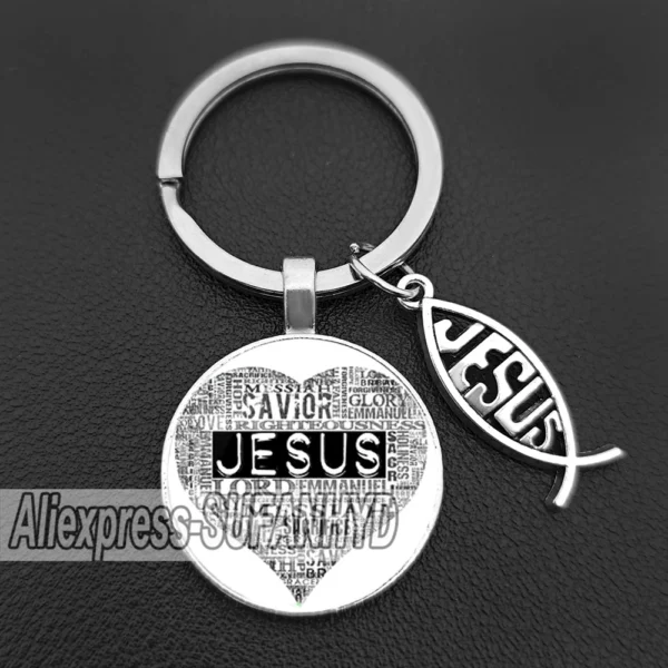 J'aime Jésus porte-clés pour femmes porte-clés chrétien croix cadeau pour hommes – Image 11