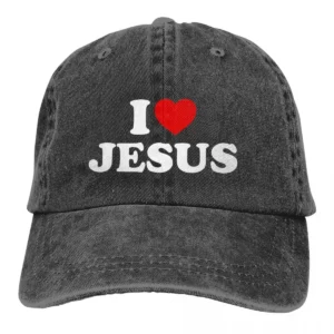 Chapeaux de papa de document pur, I Love, chapeau pour femme, pare-soleil, casquettes de baseball, croix de Jésus, casquette à visière